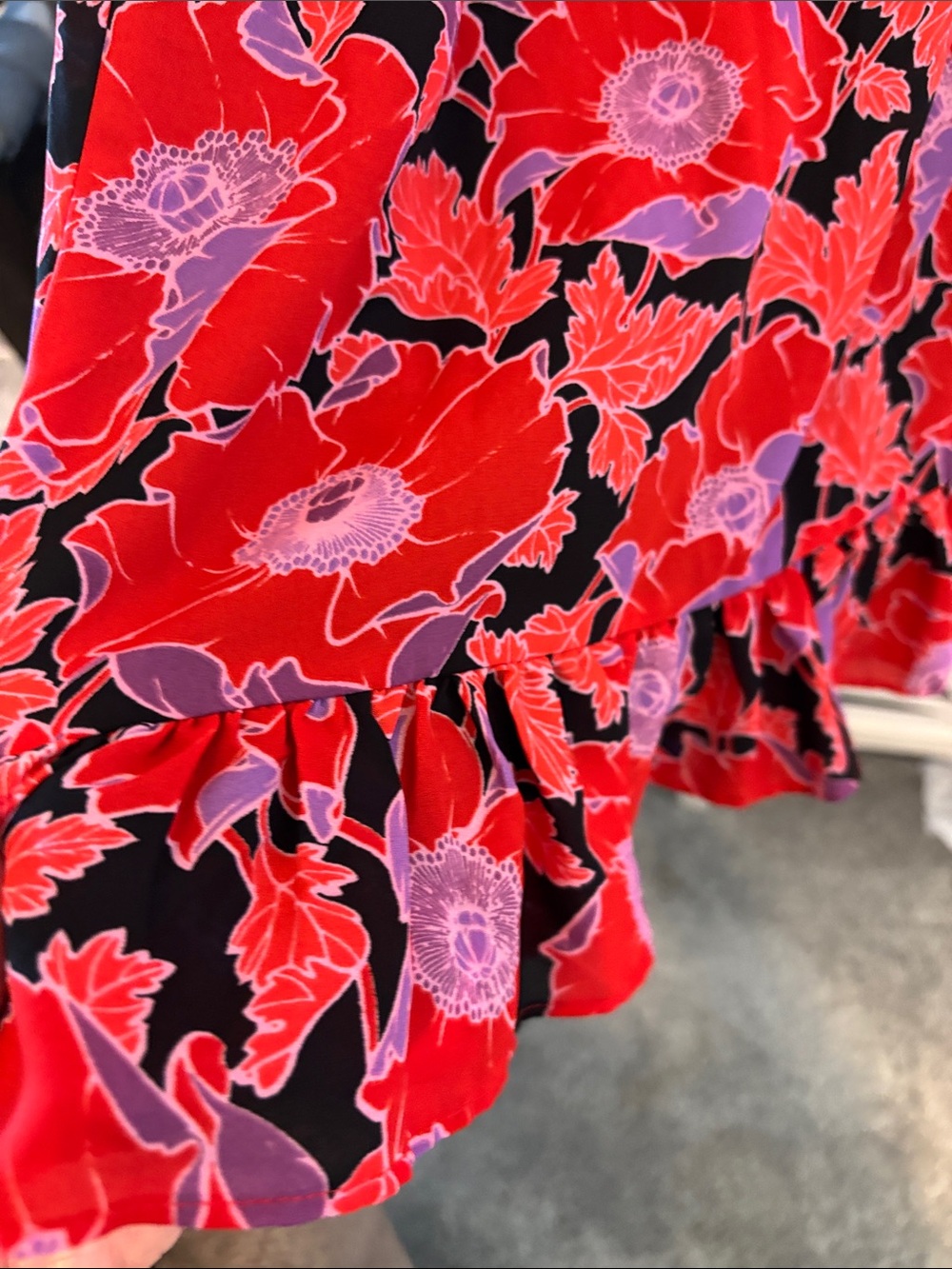 Red Floral Ruffle Dress - Picture 5 of 7
